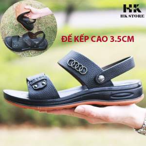 Dép da nam - Xăng đan nam 2 quai đế kếp cao 3.5cm khâu may chân quai chắc chắn - hàng chính hãng HK.STORE -(sd04)