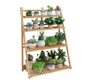 Bamboo Plant Stand Shelves Balcony Flower Pot Plant Holder Organizer Flower Display Rack Garden Decor Plant Rack