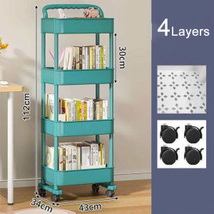 SALVO 4 Tier Moving Rack Trolley Cart Organizer Trolley Cart Shelf Cart Utility Bathroom Organizer Bath Storage Rack  Utility Kitchen Organizer Room For Baby Organizer Storage Rack Shelf Bedroom Bathroom Organizer Trolley