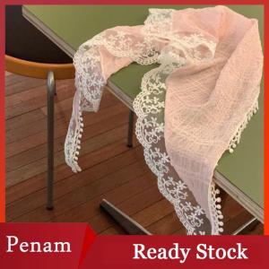 [PAM] French Style Lace Flower Pattern Triangular Scarf Headband Lolita Silk Scarf Headdress Turban Womens Fashion Hair Accessories