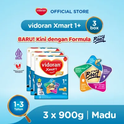 [Paket isi 3] Vidoran Xmart 1+ Madu 900gr