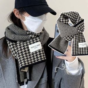 YOCKY Letter Plaid Knitted Scarf Soft Patchwork Winter Neck Scarf Fashion Thickened Long Warm Lattice Shawl Female/Girls