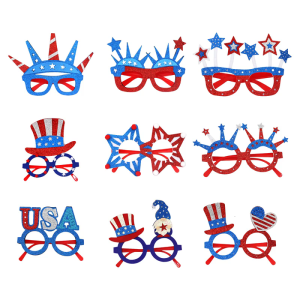 Patriotic 4th Of July Glasses Flag Prints Red Blue And White Cardstock Photo For Independence Day Celebration