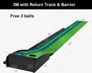 Golf Putting Trainer Putting Mat Indoor Outdoor Green Putter Trainer 3M with Return Track Fairway or with Barrier