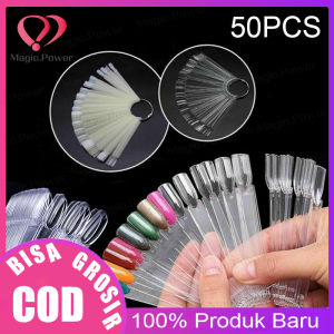 50pcs Display Kuku Nail Art Warna Kutek Gel Alat Latihan Kuku Bentuk Almond Color Ring Chart Kipas Nail Art Tools Pedicure Manicure