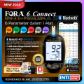 FORA 6 CONNECT - Alat Cek 6in1 Gula Darah + Kolesterol + Asam Urat + B-Keton + Hemoglobin + Hematokrit | Buatan SWISS | Connect Smartphone LED Backlight Metode Terbaru | Multi-Functional Monitoring System with BLUETOOTH. 