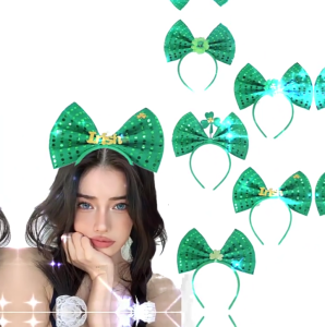 Irish Leprechaun Fashionable Head Hoop Green Bowknot Hair Ornament Hair Styling Tool for Children Adults Photo Props