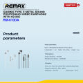 [Remax Audio] RM-610D Series Type-C/iPhone Wired Earphone with 3D Surround & Noise Isolating Mic, Metal Build for Mobile Game/Call. 