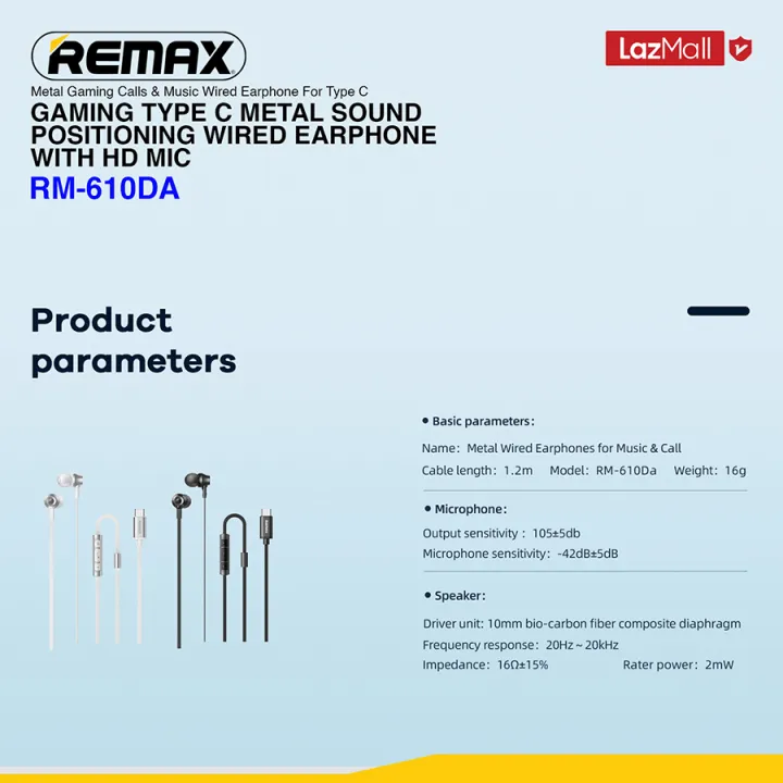 %5BRemax%20Audio%5D%20RM-610D%20Series%20Type-C/iPhone%20Wired%20Earphone%20with%203D%20Surround%20&%20Noise%20Isolating%20Mic,%20Metal%20Build%20for%20Mobile%20Game/Call%20-%20Image%203