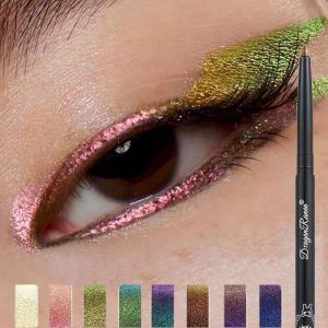 PLNBFG Waterproof Eyeliner Pen Shiny Chrome Green Gold Glitter Eyeliner Pen Lasting Purple Pigment Metallic Eyeshadow Liner Eye Makeup