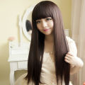 Wig Full Lace Sintesis Rambut Panjang Lurus Wanita Natural. 