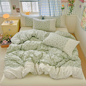 Lace Flat Bed Sheet 100% Cotton Flatsheet Floral Skin-friendly Bed Sheet Cover Single/Queen/King/Super King