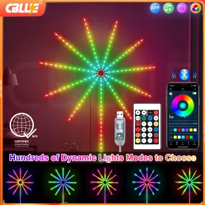 CBLUE RGB Firework Strip Lights LED Bluetooth Neon Strip USB 5V Changing Smart Lamp Sync Music Bedroom Decor Dream Light