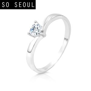 SO SEOUL Amora Love Heart Shaped 0.25 CT Diamond Simulant Cubic Zirconia Silver Ring