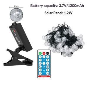 HANGDIAN ลูกบอลฟองอากาศโซลาร์เซลล์ สายไฟตกแต่งที่มีระยะไกลการควบคุมและจับเวลาสำหรับการตั้งแคมป์และตกแต่งคริสต์มาสกลางแจ้ง