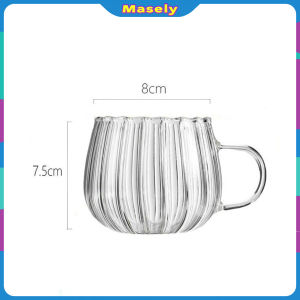 Masely Striped Glass Cups Pumpkin Shape Mug Transparent Water Tea Milk Juice Cup