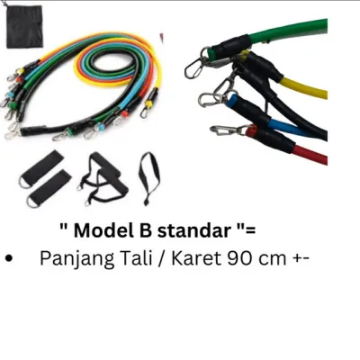 Tali Stretching Resistance Band 11 in 1 Set Karet Olahraga Fitnes Ukuran Panjang