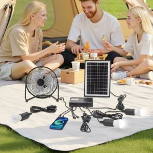 MARGETT Battery Operated Solar Fan Low Noise Dual-use Portable Fan Light Kit Waterproof Exhaust Fan Home Outdoor
