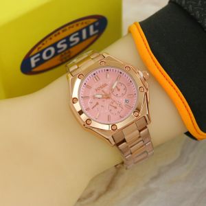 Box Exclusive Jam Tangan Fos Mur Chrono Off VA-165DR / Jam Tangan Fashion Wanita Tali Rantai Diameter
