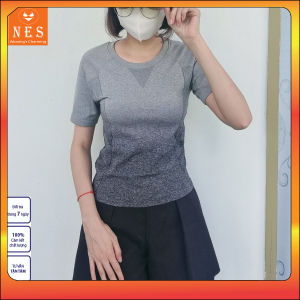 (SIZE SML) Áo thể thao nữ Áo tập gym nữ NES ATT01 dáng ngắn cộc tay phối màu loang chất dệt thể thao co giãn