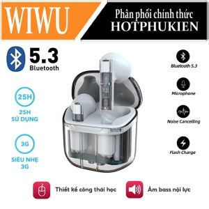 Tai nghe không dây thể thao True Wireless trang bị Bluetooth V5.3 hiệu WIWU Ghost TWS11 kèm hộp sạc lên đến 22h sử dụng liên tục trang bị kết nối bluetooth V5.3 âm thanh chuẩn HD công nghệ Dynamic 13mm - Phân phối bởi Hotphukien