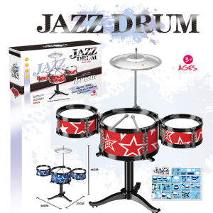Children Kids Jazz Drum Set Musical Educational Instrument Toy 3 Drums Small Stool for Boys Girls