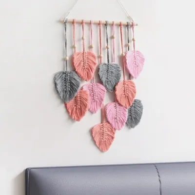 Leaf Macrame Wall Hanging Boho Room Home Decor Woven Aesthetic Wall Tapestry Home Room Wedding Decoration