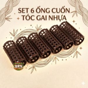[HÀNG CÓ SẴN]SET 6 ỐNG CUỐN TÓC GAI NHỰA MÀU NÂU - BÍ QUYẾT TẠO XOĂN PHỒNG TỰ NHIÊN KHÔNG LO DÙNG NHIỆT