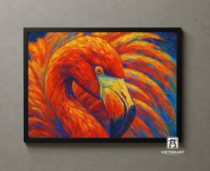 Tranh Nghệ thuật "Chân Dung Một Chú Chim Hồng Hạc" VIETSMART ART - Acrylic 45 x 60cm
