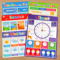 Educational Wall Charts Posster for Kids Alphabet Abc, Colors, Shapes, Daily Routines, Months, Body Parts, Animals, Numbers, Weather, Prepositions, Emotions, Transportation, Occupations, Early Learning Materials, English Words Flash Card, Homeschooling C. 