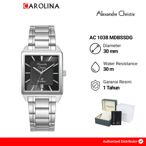 Jam Tangan Pria Alexandre Christie Primo AC 1038 MDBSSDG Black Dial Silver Stainless Steel Strap