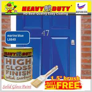 L6649 MARINE BLUE 1L ( free 1.5 in brush ) HEAVY DUTY High Gloss Finish Paint for Wood & Metal
