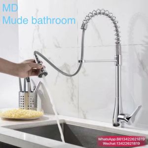 IGDL (ที่มีคุณภาพสูง) ทั้งหมดทองแดงฤดูใบไม้ผลิสีดำดึงออกก๊อกน้ำห้องครัวถังน้ำร้อนและเย็นกล้องส่องทางไกลแปรงทองสากลอ่างล้างหน้าห้องอาบน้ำฝักบัว