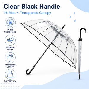 【Lucky Home】 16-Rib Umbrella Windproof Rain Umbrella Clear / Rainbow / Foldable Lightweight