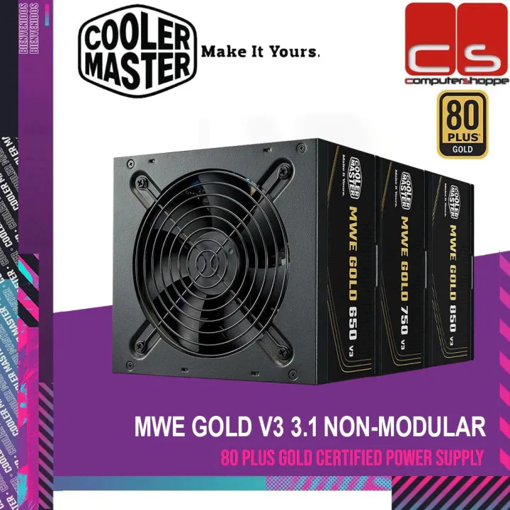 COOLER MASTER MWE GOLD V3 SERIES ATX 3.1 PCIE 5.1 80+GOLD NON-MODULAR POWER SUPPLY (550W/650W/750W/850W)