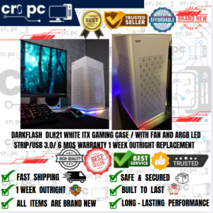 DARKFLASH  DLH21 WHITE ITX GAMING CASE / WITH FAN AND ARGB LED STRIP/USB 3.0/