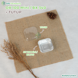 Alumunium Foil Tray OX 100 B + Tutup Makaroni Schotel Klapertart Brownies Bolu Roti Spaghetti Brulee isi 100 pcs