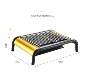 BBQ Grill Set Outdoor Camping Equipment Aluminium Alloy BBQ Grill Pan + Stainless Steel Net Barbecue BBQ Grill Set Outdoor Portable Folding Home or BBQ Set Outdoor Camping BBQ Foldable BBQ Grill BBQ Smoker Picnic Arang Charcoal Pembakar Ikan