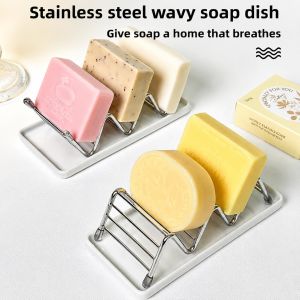 Stainless Steel Soap Rack Multi-Soap Storage With Drainage Tray Waterproof Rust-Resistant Easy To Cl