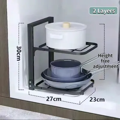 Kitchen Rack 2/3/4 Layers Adjustable Multifunction Pot Shelving Kitchenware Storage Rack