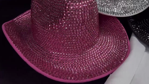 Full Rhinestones Top Hat for Women Men with Five Pointed Star Pattern Wide Brims Hat for Music Festival Theme Event