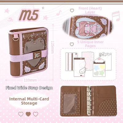 FCRosyPosy M5 PortableNotebook Pocket Size Female Diary Book High Aesthetic Value INS Style Loose Leaf Notebook Cover