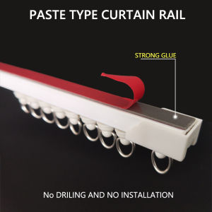 Paste Type Rail Self-adhesive Track for Door Curtains Cabinet Curtains Bay Window Mute Slide Rail Quick Installation