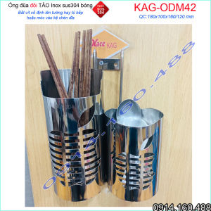 Ống đũa KAG-ODM42 có 2 ngăn kệ đũa đôi hình quả táo Inox dập khuôn cao cấp SUS304 sáng bóng sử dụng vĩnh viễn