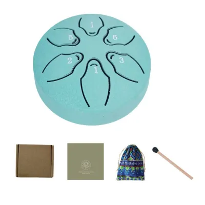 MINOA 3 Inch Steel Tongue Drum Set Multicolour 6-Tone Mini Hand Pan Drums Children Percussion with Drumsticks Ethereal Drum Camping