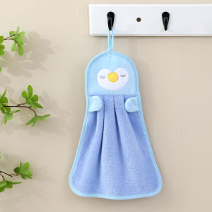 Hanging Hand Towel for Children Coral Fleece Thickened Absorbent Non-Shedding Soft and Dirt-Resistant Kitchen Towel