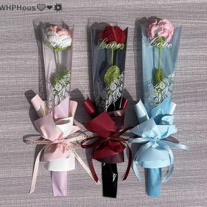 WP💓💛💖 50PCS Iridescent Single Rose Sleeves DIY Transparent Flower Wrapping Bag Floral Material Packaging Waterproof