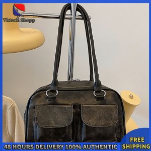 Vktech Women Casual Hobo Bag Durable PU Leather Solid Color Large Tote for Shopping and Office