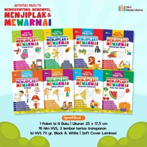 ISKA MEDIA [DAPAT 8] Buku Aktivitas PAUD/TK Lengkap Menggunting Menempel Menjiplak dan Mewarnai