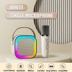 Mini Kawaii RGB Speaker With 1 To 2 Microphone Musical Instrument Livestreaming Rechargeable Speaker K12